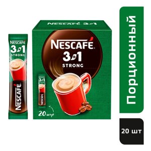 Растворимый кофе Nescafe 3 в 1 крепкий, в стиках, шоубокс, 20 уп., 290 г