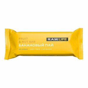 Raw Life, Батончик орехово-фруктовый "Fruit & nut bar Банановый пай", 2 штуки