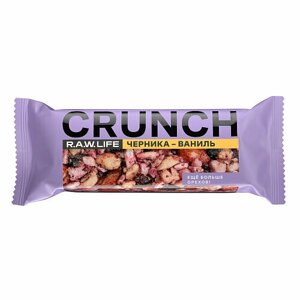 Raw Life, Батончик ореховый "Crunch Черника-Ваниль", 30 грамм, 3 штуки