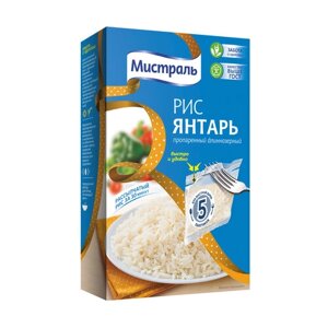 Рис Мистраль Янтарь длиннозерный пропаренный в варочных пакетиках, 400 г