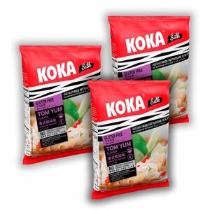 Рисовая лапша быстрого приготовления без глютена KOKA Silk, со вкусом Том Ям, 3 шт.