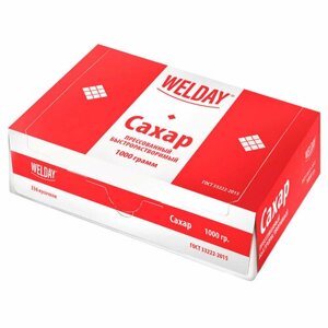 Сахар-рафинад WELDAY 1 кг (336 кусочков, размер 12х14х15 мм), картонная упаковка, 622405, 622405