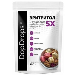 Сахарозаменитель DopDrops Эритритол (Эритрит) 5x , в 5 раз слаще сахара, 750 г