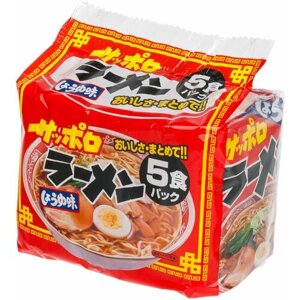 Саппоро-рамен с соевым соусом (5 пакетиков в пачке), SUNAOSHI, Япония