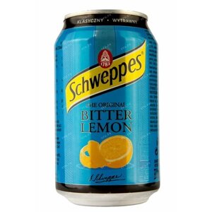 Schweppes Bitter Lemon / Напиток газированный Швепс / 6 банок по 330 мл.