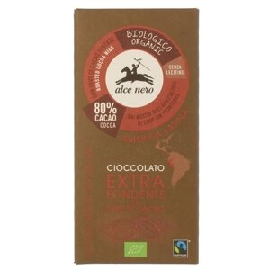 Шоколад Alce Nero горький с дроблеными зернами какао, 100 г
