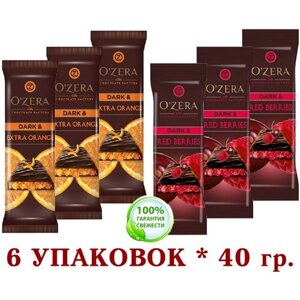 Шоколад горький микс с начинкой из малины И вишни и апельсиновой "озёрский" Dark & Red berries "OZera" 6 уп. 40 г .