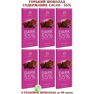 Шоколад "OZERA" горький DARK 55% cacao, "Озерский сувенир" 6 плиток по 90 грамм.