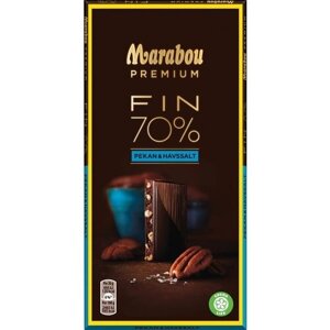 Шоколад темный Marabou Premium Fin Havssalt Pekan 70% Kakao (пекан с морской солью) - 100 G. (Из Финляндии)