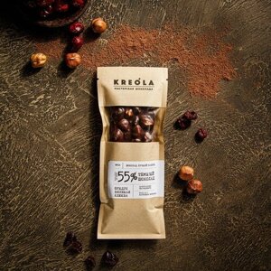 Шоколад темный, Шоколад ручной работы (Какао 56%Плитка с Фундуком и Клюквой от фабрики KREOLA