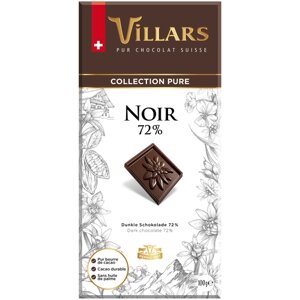 Шоколад Villars Dark Pure Intense горький 72% какао, 100 г
