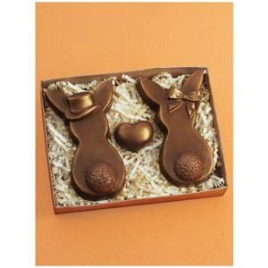 Шоколадная фигурка из бельгийского шоколада Шоколадный набор подарочный "Зайцы"