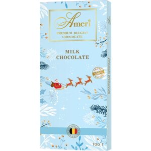 Шоколадная плитка Ameri молочный шоколад 32% в новогодней упаковке, 100г