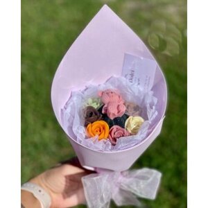 Шоколадный букет роз с мишкой из шоколада SHIOKO456KLB23