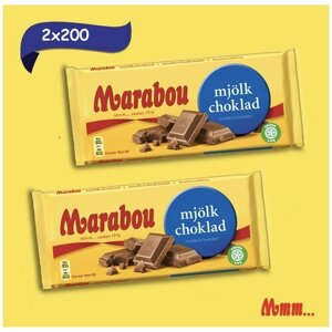 Шведский плиточный молочный шоколад 2x200 гр, Marabou Марабу, 2 шт x 200 гр )