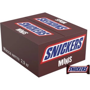 Snickers ассорти Minis с карамелью, арахисом и нугой, 2.9 кг, флоу-пак