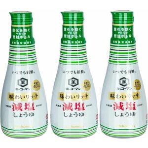 Соевый соус Kikkoman насыщенный с пониженным содержанием соли, 200 мл. (3 штуки в наборе), Япония