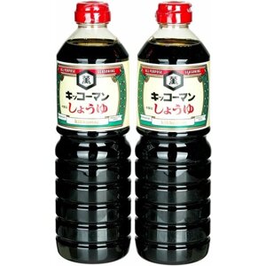 Соевый соус Kikkoman натурального брожения 1 литр (2 штуки в наборе), Япония.