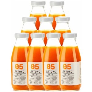 Сок детокс 05 натуральный без сахара для похудения без гмо тыква-апельсин, 9 шт по 300 мл, 4390 гр