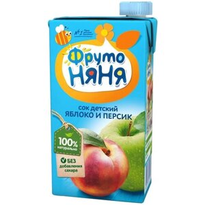 Сок ФрутоНяня Яблоко-Персик, без сахара, 0.5 л