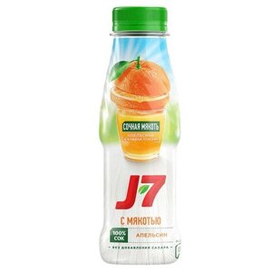 Сок J7 Апельсин с мякотью, без сахара, 0.3 л