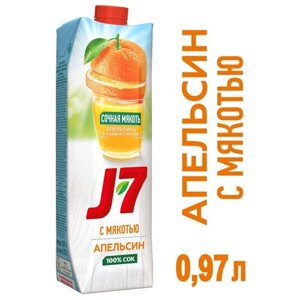 Сок J7 Призма апельсин, без сахара, 0.97 л
