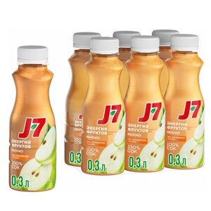 Сок J7 Яблоко, осветленный, без сахара, 0.3 л, 6 шт.