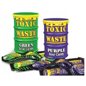 TOXIC WASTE Набор из кислых конфет 2 вкусов ( фиолетовый, зеленый)