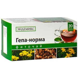 Травяной чай Эндемикс в пакетиках для здоровья печени, желчного пузыря, противовоспалительный и желчегонный, детокс, 20 шт.