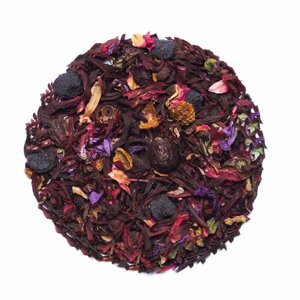 Травяной чай "Ягодный взрыв" с каркаде, вишня, смородина, шиповник, боярышник, клюква, рябина, лепестки роз, василек синий 500 гр.