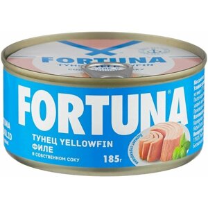 Тунец FORTUNA 4 шт по 185 г филе в собственном соку