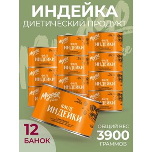 Тушенка, консервы мясные, Филе индейки томленое 325 гр. Мясо в банке-12 шт