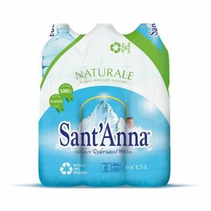 Ультралегкая Минеральная вода из Италии SANT'ANNA (Сант'Анна) 1,5 литра*6 шт. без газа