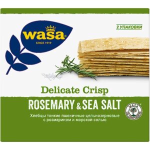 Упаковка 10 штук Хлебцы пшеничные WASA Delicate Crisp Rosemary&sea salt тонкие к/п 190г Швеция