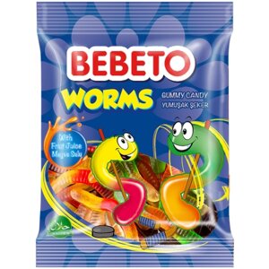 Упаковка 12 штук Мармелад жевательный Bebeto Oily Worms 70г Турция