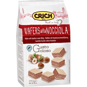 Вафли CRICH Wafers with hazelnut filling с орехово-кремовой начинкой, 250 г