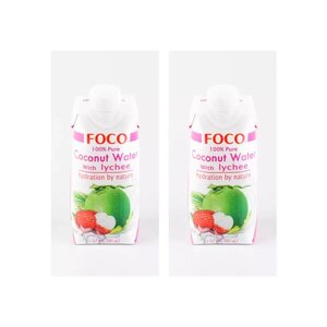 Вода кокосовая FOCO с соком личи, без сахара, 0.33 л, 2 шт.