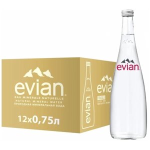 Вода минеральная Evian (Эвиан) 12 шт. по 0,75 л, негазированная, стекло