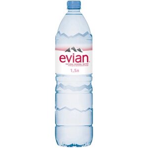 Вода минеральная природная столовая питьевая Evian негазированная, ПЭТ, без вкуса, 1.5 л