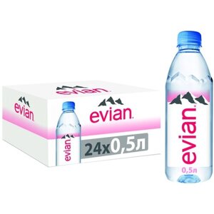 Вода минеральная природная столовая питьевая Evian негазированная, ПЭТ, без вкуса, 24 шт. по 0.5 л