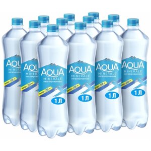 Вода питьевая Aqua Minerale негазированная, ПЭТ, лимон, 12 шт. по 1 л