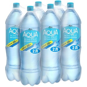 Вода питьевая Aqua Minerale негазированная, ПЭТ, лимон, 6 шт. по 2 л