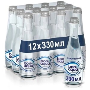 Вода питьевая Bon Aqua газированная стекло, 12 шт. по 0.33 л
