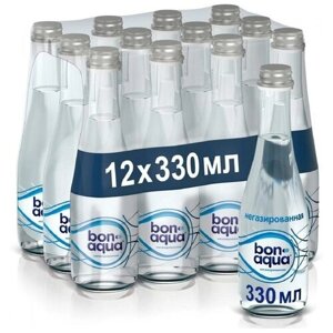 Вода питьевая Bon Aqua негазированная стекло, 12 шт. по 0.33 л