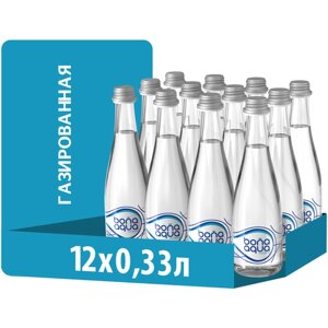 Вода питьевая BonaAqua газированная стекло, без вкуса, 12 шт. по 0.33 л
