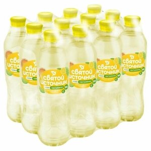 Вода питьевая Святой Источник с соком Лимон+Цитрус 0,5 л х 12 бутылок, газированная пэт