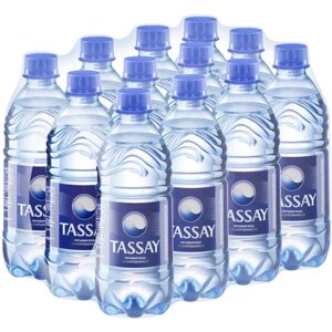 Вода питьевая TASSAY газированная, ПЭТ, без вкуса, 12 шт. по 0.5 л