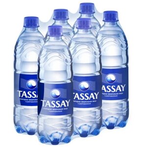 Вода питьевая TASSAY газированная, ПЭТ, без вкуса, 6 шт. по 1 л