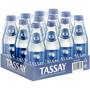 Вода питьевая TASSAY газированная, стекло, без вкуса, 12 шт. по 0.25 л