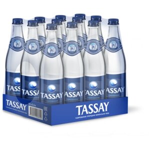 Вода питьевая TASSAY газированная, стекло, без вкуса, 12 шт. по 0.5 л